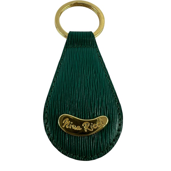 Genuine vintage Nina Ricci Green Leather Key Ring Keychain Purse Charm - Picture 1 of 4